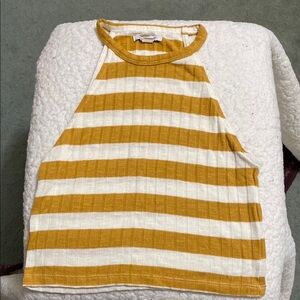 American Eagle Outfitters Mustard and White Striped Tank Top